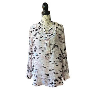 Two By Vince Camuto Womens Semi Sheer Long Sleeve Lightweight Tunic Blouse M